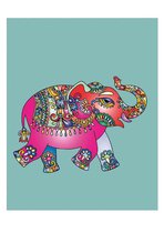 HappyBook - Notitieboek - Notebook - Spiritueel - Olifant - Turquoise - Kleurig - Werk - Studie - School - Dagboek - Cadeau - Spiritueel Patroon - Dagboek - Softcover - Elastiek -