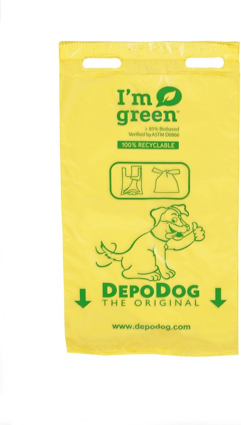 Foto: Depodog hondenpoepzakje duurzaam 800 st i m green kleur geel