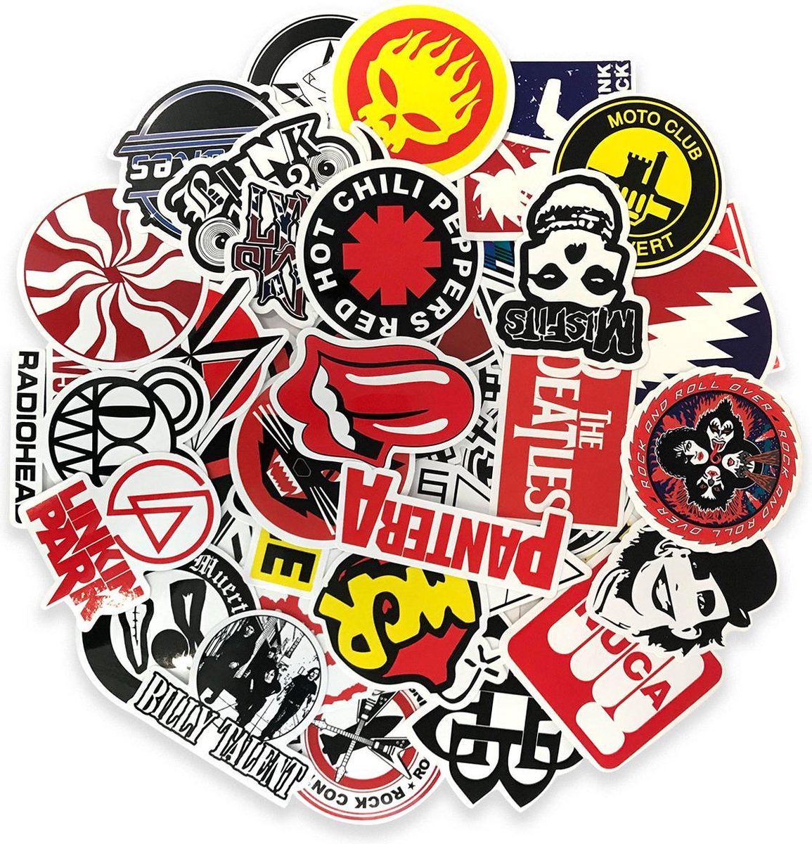 Suitup rock band sticker set - 50 stuks weerbestendige vinyl stickers voor op je laptop, skateboard of gitaar. - Suitup