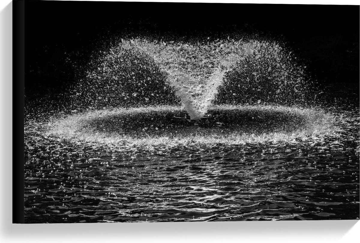 Canvas - Spetterende Water Fontein - 60x40cm Foto op Canvas Schilderij (Wanddecoratie op C