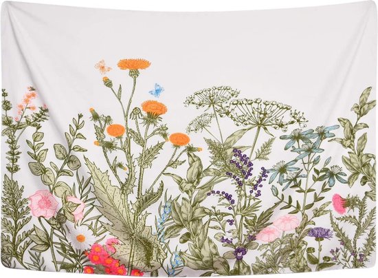 Ulticool - Nature Fleurs Retro Vintage Colorful - Tapisserie - 200x150 cm - Groot tapisserie - Affiche