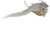 Viv! Christmas Kerstdecoratie - Vogel glitter - goud wit - 15cm