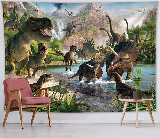 Ulticool - Dinosaurus Group T- Rex - Tapisserie - 200x150 cm - Groot tapisserie - Affiche - Chambre d'enfant