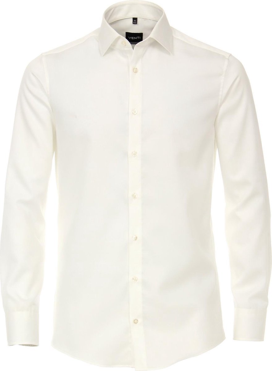 VENTI modern fit overhemd - twill - beige - Strijkvriendelijk - Boordmaat: 36