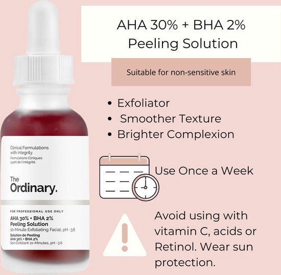The Ordinary Exfoliant Peeling AHA 30% - BHA 2% Vitamine B5 Serum - 30 ml - The Ordinary
