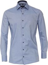 CASA MODA modern fit overhemd - licht- met donkerblauw structuur (contrast) - Strijkvriendelijk - Boordmaat: 45