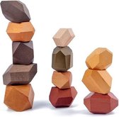 Decoratie steentjes - Hout - Bruin - 15 stuks - Houten blokken - Stapelblokken
