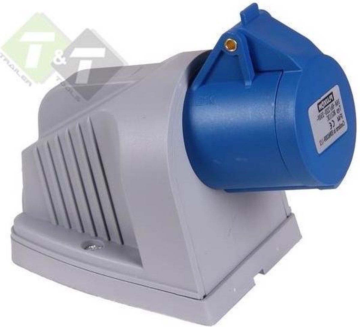 Wandcontactdoos, 3-Pen, 230 Volt, 16 Ampere, CE keuring, Fluxon