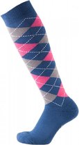 Pfiff sokken - Ruitersokken Donkerblauw - Grijs - Roze - Sportsokken - Paardrijden - Unisex sokken - Kniesokken - Maat 40-42