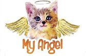 Poes Poezen Kitten Strijk Applicatie My Angel 23.5 cm / 17 cm / Multicolor