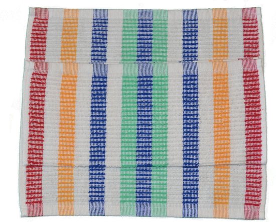 Vaatdoekenset Multicolor - 30x30 – 12 stuks - Strepen - 100% katoen - Horeca Vaatdoeken – vaatdoek – vaatdoek strepen multicolor