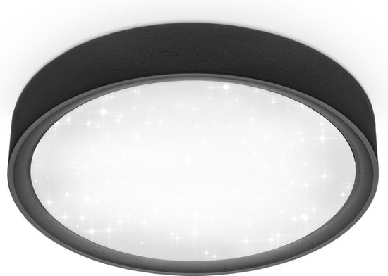B.K.Licht - Plafondlamp - zwarte kinderkamer lamp - sterrenhemel effect - Ø25cm - 4.000K - 1.200Lm - 12W