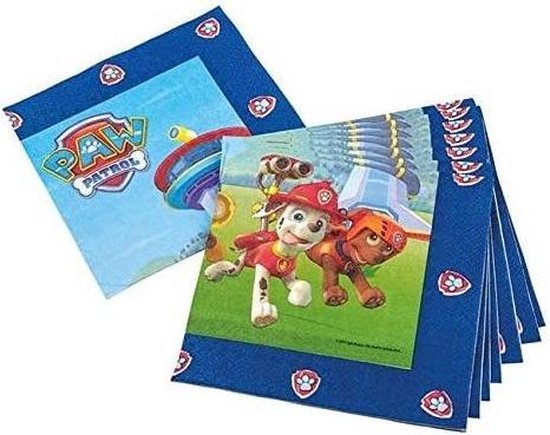 Serviettes Tib Paw Patrol 33 Cm Papier Blauw 20 Pièces