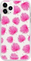 iPhone 12 Pro hoesje TPU Soft Case - Back Cover - Pink leaves / Roze bladeren
