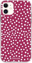 iPhone 12 Mini hoesje TPU Soft Case - Back Cover - POLKA / Stipjes / Stippen / Bordeaux Rood