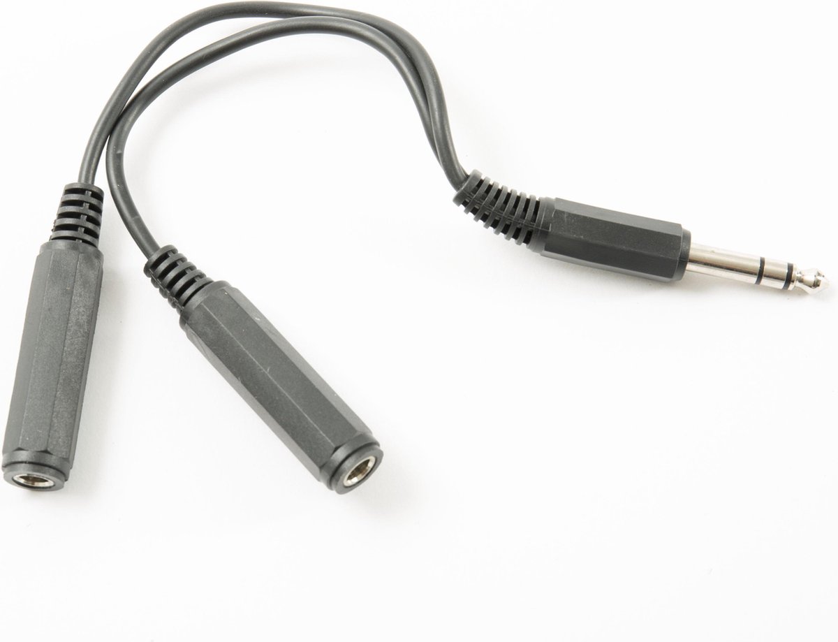 Transmedia 6,35mm Jack (m) - 2x 6,35mm Jack (v) stereo audio splitter kabel - 0,20 meter