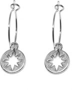 Open star coin hoops - Zilver