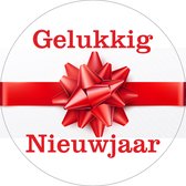 Gelukkig Nieuwjaar Etiketten - Wensetiketten - Cadeau etiketten - 30 mm 250 st Rood/Wit