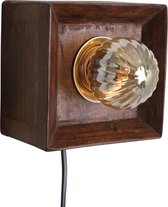 Raw Materias Factory Wandlamp - Tafellamp - 12x12x8 cm - Gerecycled hout