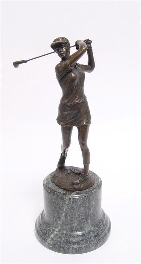 Vrouwelijke golfer - Bronzen beeld - Modern sculptuur - 26,8 cm hoog
