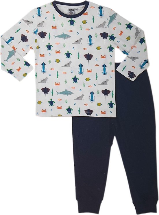 Nature Planet Zachte kinderpyjama pyjama met zeedieren print (100% Oeko-tex gecerfiticeerd katoen) maat 92 - 98 maat 2-3 jaar