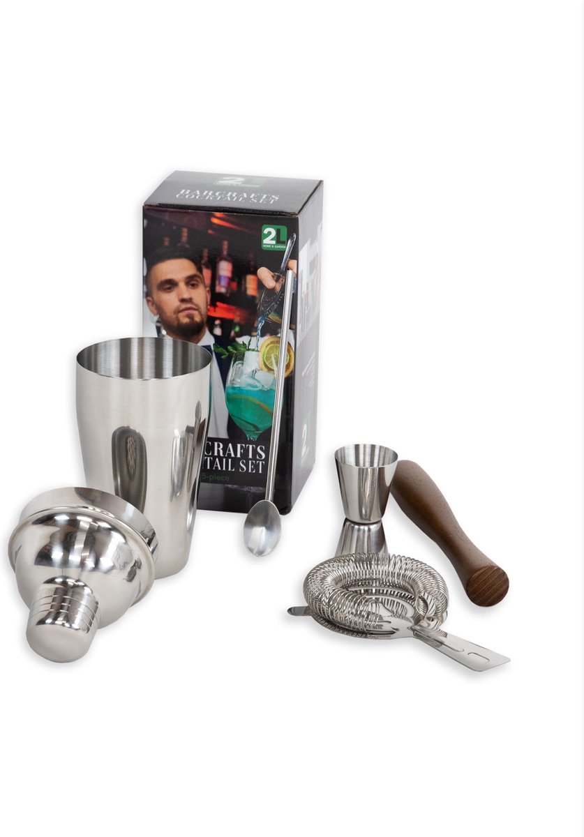 BARcrafts Cocktailshaker Set - Cocktail Set - 5-delig - Roestvrij staal