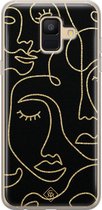 Samsung A6 2018 hoesje siliconen - Abstract faces | Samsung Galaxy A6 2018 case | zwart | TPU backcover transparant