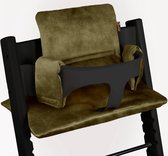 Stoelverkleiner TrippTrapp - Geschikt voor Stokke Tripp Trapp Kussenset - Kinderstoel Verkleiner - Perfecte Pasvorm - Luxe Velvet / Zacht Katoen en Extra Dik - Groen velvet