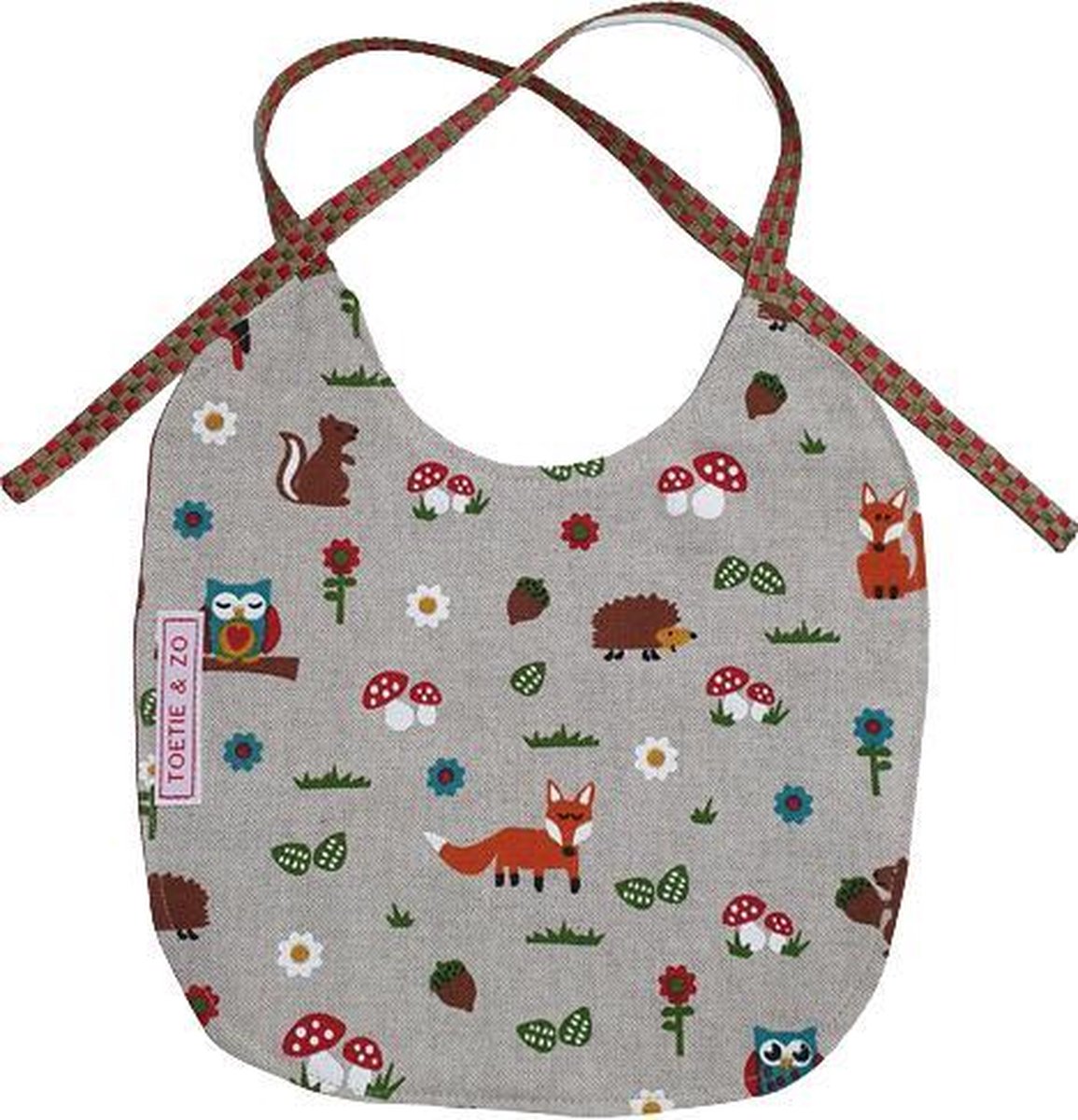 Goedkoopste Toetie & Zo Handgemaakte Slabber Bosdieren - Beige - Rood - Slabbetje - Slab - Spuugdoek - Baby - Omkeerbaar - Kraamkado