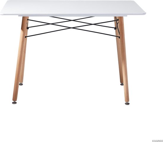 Eettafel - tafel - hout - Scandinavisch - Wit - 110 x 70 x 73 cm | bol.com