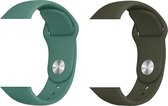 2 sport bandjes geschikt voor Apple Smartwatch 42/44 mm S/M – YOUNIQ – Olijf & Dennennaald Groen – iWatch Series 1/2/3/4/5/6/SE - Horloge Band Straps geschikt voor Apple watch