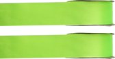 2x Hobby/decoratie lime groen satijnen sierlinten 1,5 cm/15 mm x 25 meter - Cadeaulint satijnlint/ribbon - Striklint linten