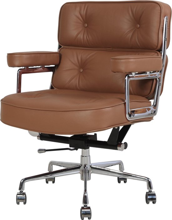 Vergelijkbaar Taalkunde top Design Lobby Chair bureaustoel 104 in echt cognac bruin leer | bol.com
