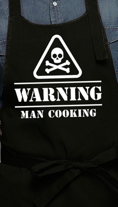 Tablier de cuisine | Avertissement homme cuisine | Noir