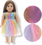 Poppenkleding meisje - Kleertjes geschikt voor o.a. BABY born - Poppenkleertjes 43 cm - Regenboog jurkje