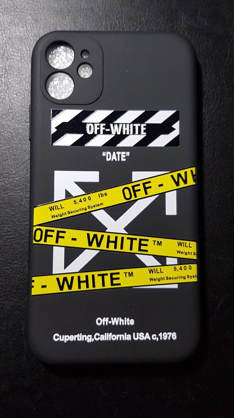 Coque iPhone 11 - Coque de protection - White cassé - Zwart avec bandes  jaunes -... | bol