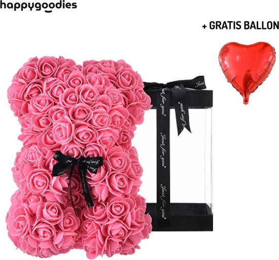 Ours en peluche rose dans une boîte cadeau de Luxe - Avec Ballon' amour - Ours  rose 