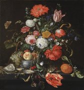 Jan Davidsz. de Heem, Bloemstilleven met een schaal met fruit en oesters, 1665 op canvas, afmetingen van dit schilderij zijn 40 X 60 CM