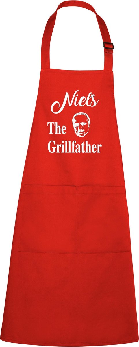 mijncadeautje - luxe keukenschort - The Grillfather Corleone - met naam - rood