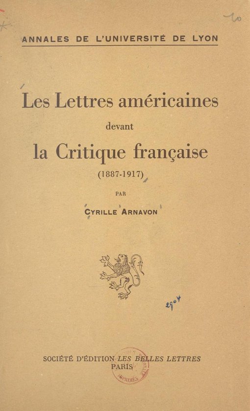 Les lettres américaines devant la critique française