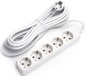Verlengsnoer - Aigi Synci - 3680W - 5 Stopcontacten - 5 Meter - Wit | Nederland - BSE