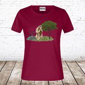 T shirt paard bordeaux -James & Nicholson-146/152-t-shirts meisjes