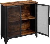Hoppa! Industriële Kast - Zwart/Bruin - Metaal - 75 x 33 x 80
