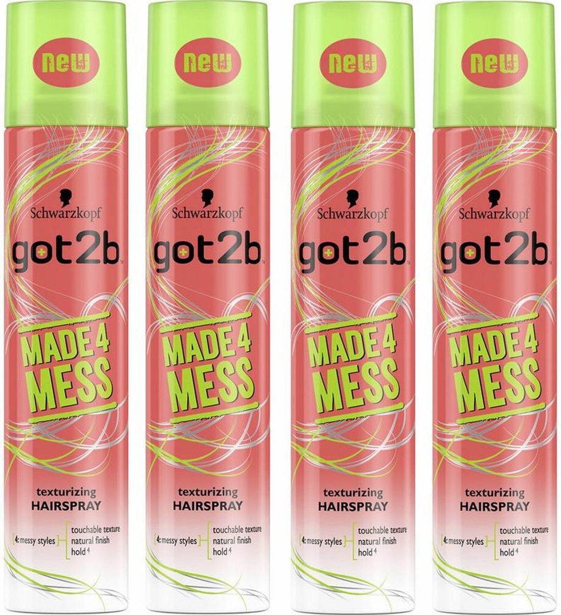 Schwarzkopf Got2b Made4 Mess Hairspray Voordeelverpakking 4 x 275 ml bol