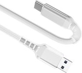 USB C kabel - 3.1 gen 1 - 5 Gb/s - Extra buigbaar - Gevlochten nylon mantel - Wit - 1 meter - Allteq