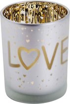 THEELICHTHOUDER "LOVE" | GOUD ZILVER | D10XH12CM | GLAS