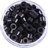 Microringen met siliconen zwart - 100 stuks -microringen extensions -extensionsringen - micro ringen -extensions ringen zwart-siliconen ring extensions