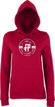 FitProWear  Hoodie Dames Badge - Donkerrood  - Maat S - Dames  - Trui - Slim Fit - Slim Fit Trui - Getailleerde trui - Trui getailleerd - Sporttrui - Sweater - Hoodie - Katoen / Po