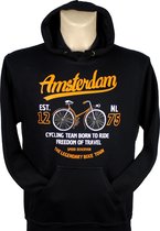 Hooded Sweater - met capuchon - Casual Hoodie - Fun Tekst - Lifestyle Hoody - Workout Sweater - Chill Sweater - Fiets - Cycling Team Born to Ride - Navy -  Maat XL