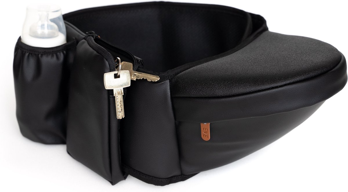 Bol.com EVE kids Heupdrager - Baby En Peuter - Heupzitje - Draagzak - Zwart Leer aanbieding